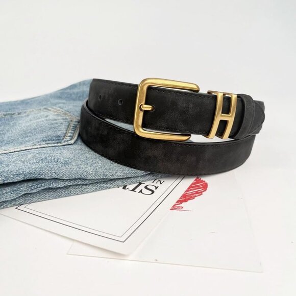 Womens Genuine Suede Leather Belt for Jeans Dresses Slim Fit 105cm - Picture 5 of 7